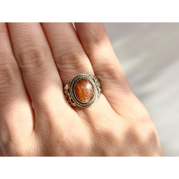 Carnelian Accented Southwest 925 Sterling Silver Vintage Ring - sz 7 - Picture 14 of 14